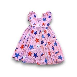 Play by Little Sleepies Dress Pink Patriotic Stars Bamboo Girls 4T